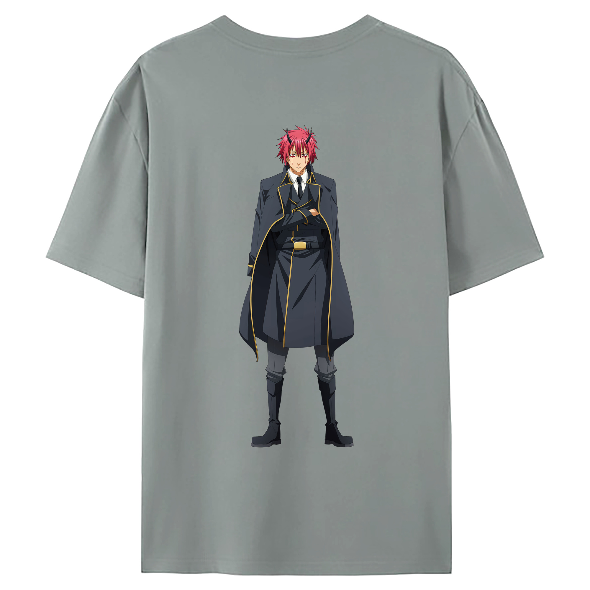 （画像用） 転スラ Regarding Reincarnated to Slime 綿100％ メンズ半袖Tシャツ（バックプリント） 通気性